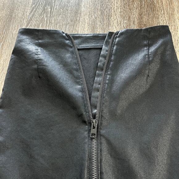 AllSaints Black Coated Denim Pencil Skirt US 6 High Rise Bodycon Slim Fit EUC - Picture 15 of 16